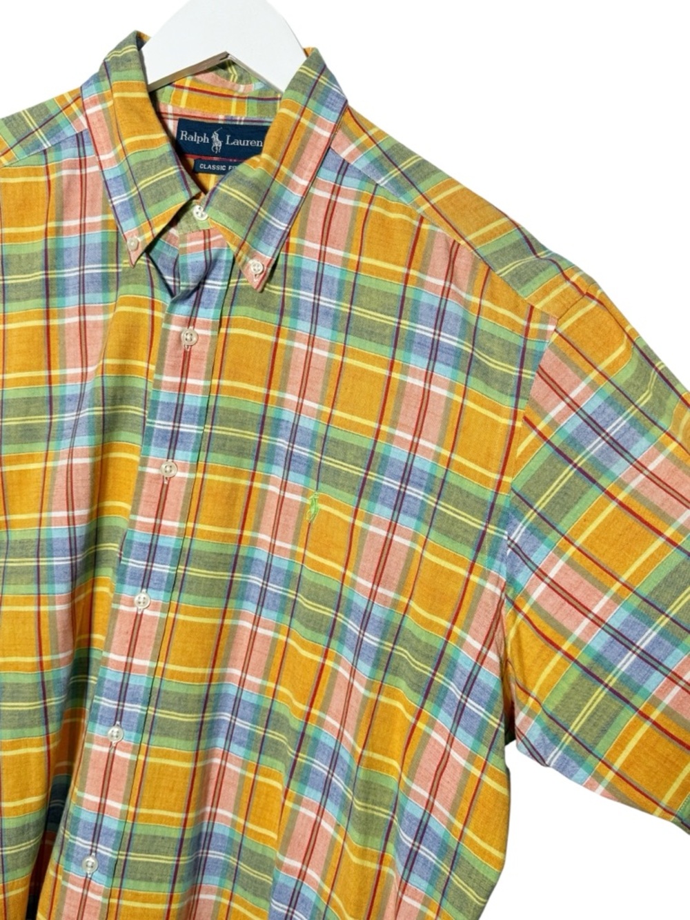 Polo Ralph Lauren Classic Fit Cotton Plaid Short Sleeve Button Down Size Large - Picture 4 of 6